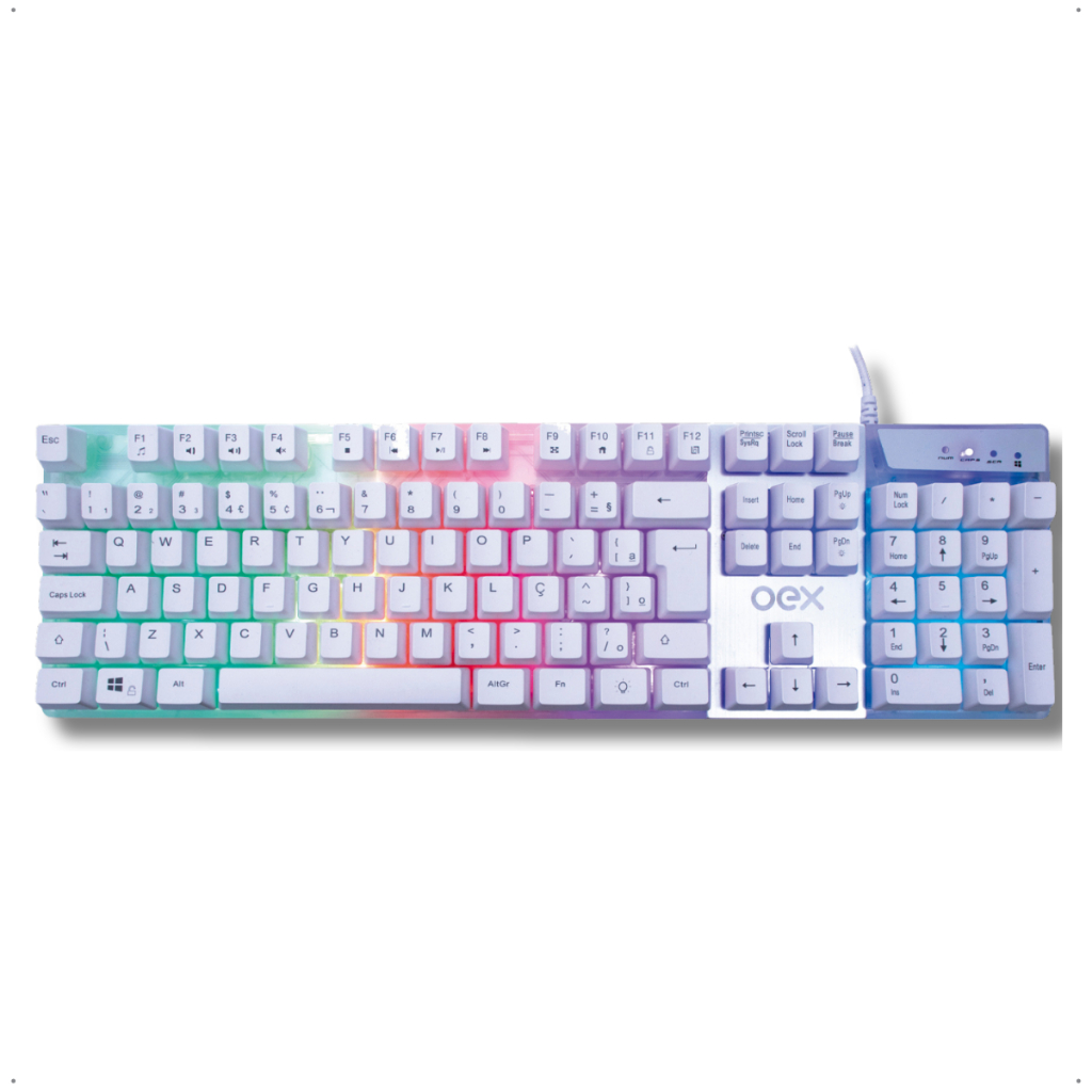 Teclado Gamer Prismatic Oex Game TC205 Membrana LED Silencioso Layout Qwerty