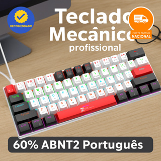 Teclado Gamer Mecânico 60% Switch Azul Profissional Cabo Removível USB Portugues ABNT2 em Oferta na Shopee