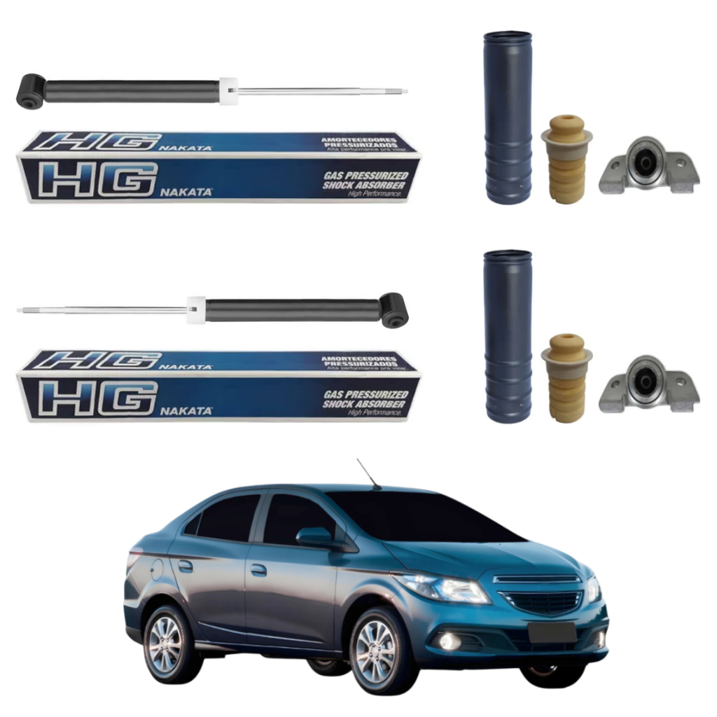 PAR AMORTECEDOR TRASEIRO PRISMA 2013 A 2020 NAKATA + KIT