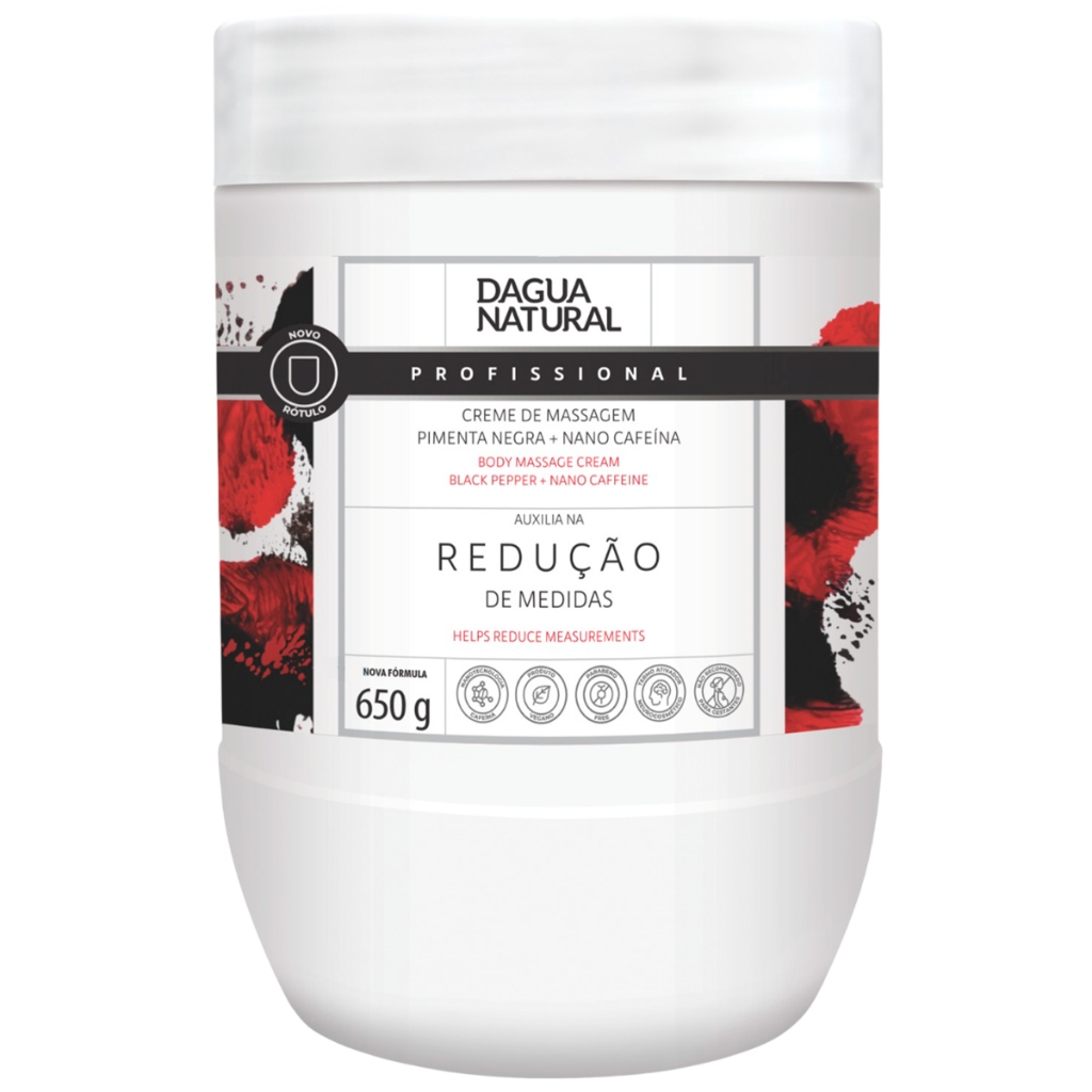 Creme de Massagem Dagua Natural Pimenta Negra 650g Redução de Medidas e Celulite