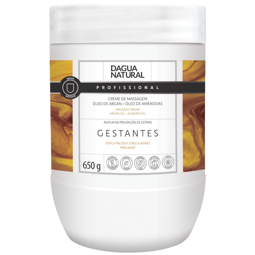 Imagem Creme de Massagem Dagua Natural Óleo de Argan e Amêndoas 650g Ultra Hidratação e Prevenção Estrias