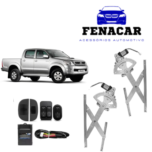 Kit de Vidro Elétrico Toyota Hilux até 2015 4 portas Dianteiro com Botão Alternativo