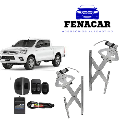 Kit de Vidro Elétrico Toyota Hilux 2016 em diante 4 portas Dianteiro com Botão Alternativo