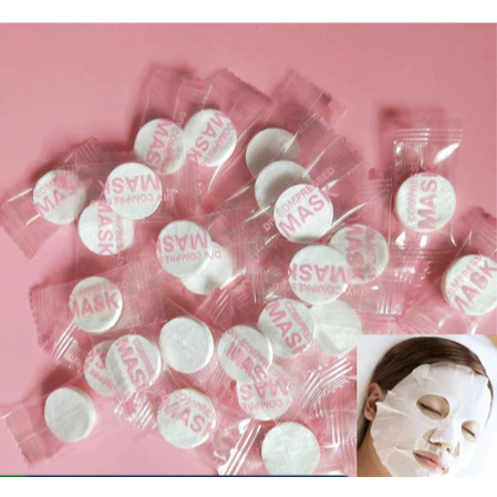 Kit 50 Máscara Facial Comprimida Desidratada Para Hidratação Limpeza de Pele