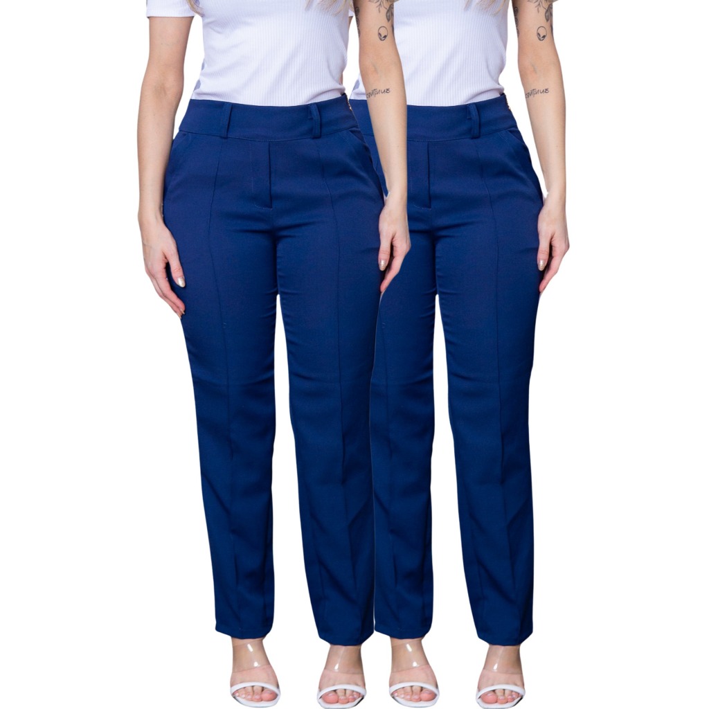 Kit 2 Calça Alfaiataria Feminina De Trabalho Social