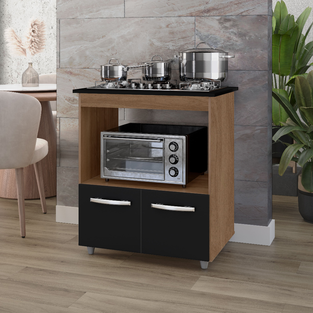 Balcão para Cooktop 4 e 5 Bocas com Espaço para Forno – MDP com Tampo MDF