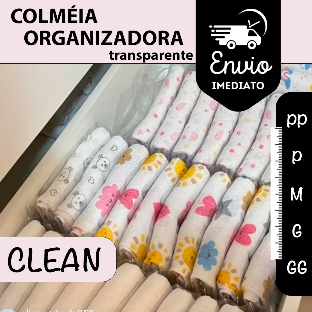 Kit com 10 Colmeia Organizadora de Gaveta Clean Transparente PP, P, M, G,GG para Gavetas e Closet