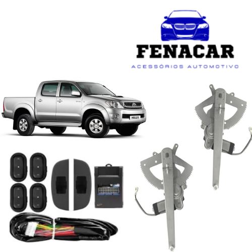 Kit de Vidro Elétricos Toyota Hilux até 2015 Traseiro no Console com Botão Alternativo