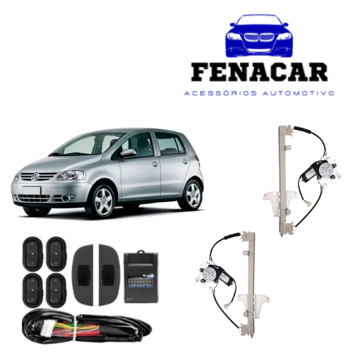 Kit de Vidro Elétricos Volkswagen Fox 2003 a 2014 Traseiro no Console com Botão Alternativo