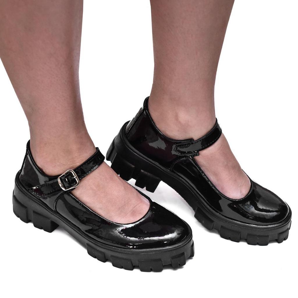 Sandalia Feminina Verniz Mary Jane Modelo Classico Casual dia a dia