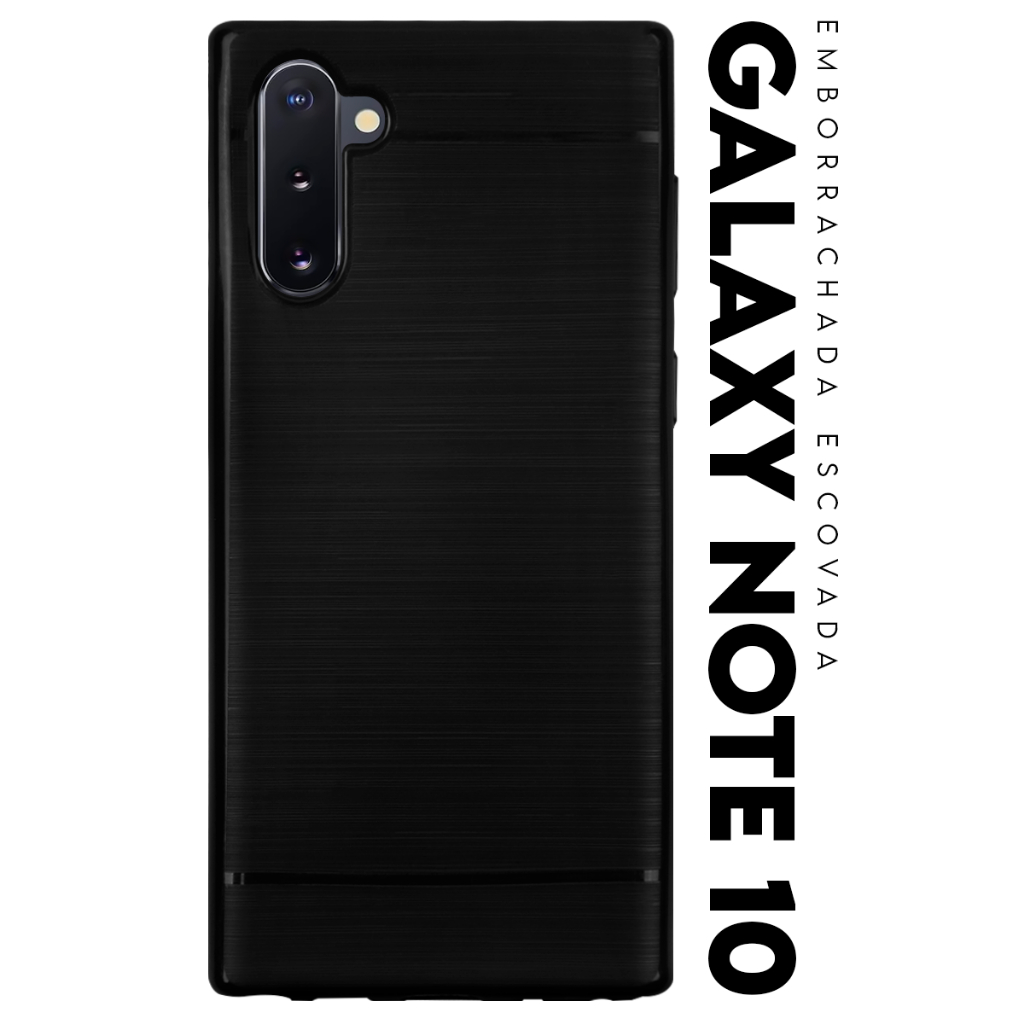 Capa Capinha Case Emborrachada Carbon Preta Samsung Galaxy Note 10 N907 tela 6.3 pol em Oferta na Shopee