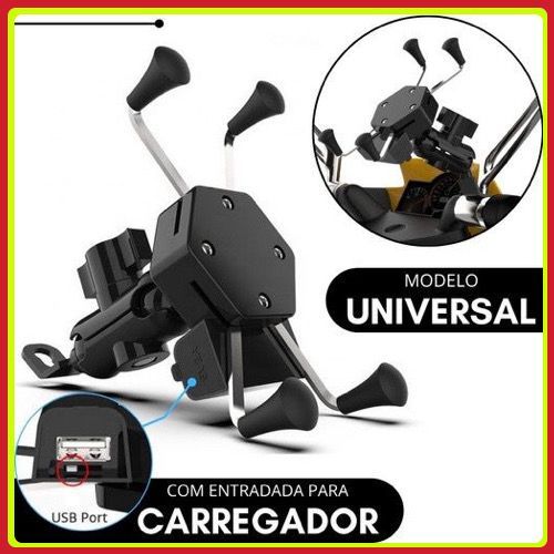 Suporte De celular universal para Moto Motocicleta com Carregador Usb Gps Articulado Pinca Aranha Aluminio em Oferta na Shopee