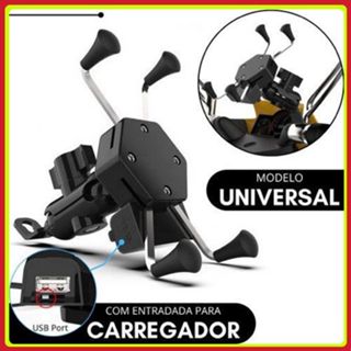 Suporte De celular universal para Moto Motocicleta com Carregador Usb Gps Articulado Pinca Aranha Aluminio em Oferta na Shopee