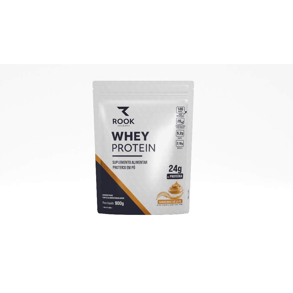 Whey Protein Doce de Leite Suplemento Alimentar Rook Proteína Concentrada Refil 900g