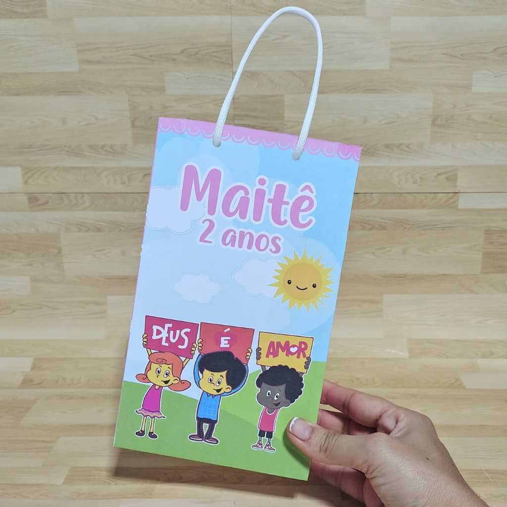 PEGUE E MONTE Sacola tamanho M Sacolinhas Personalizadas 3 Palavrinhas Menina Lembrancinhas para Festa