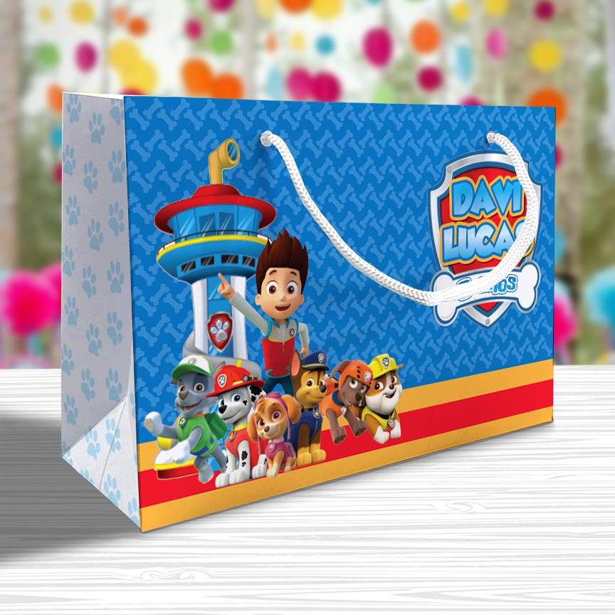 10 Sacolinhas Personalizadas Festa Patrulha Canina Azul Escuro (20x14x6cm) - Menino em Oferta na Shopee