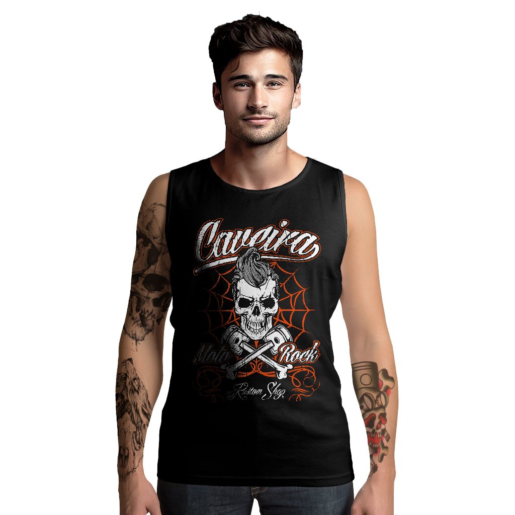Regata Masculina Caveira Moto Rock Custom Shop Harley
