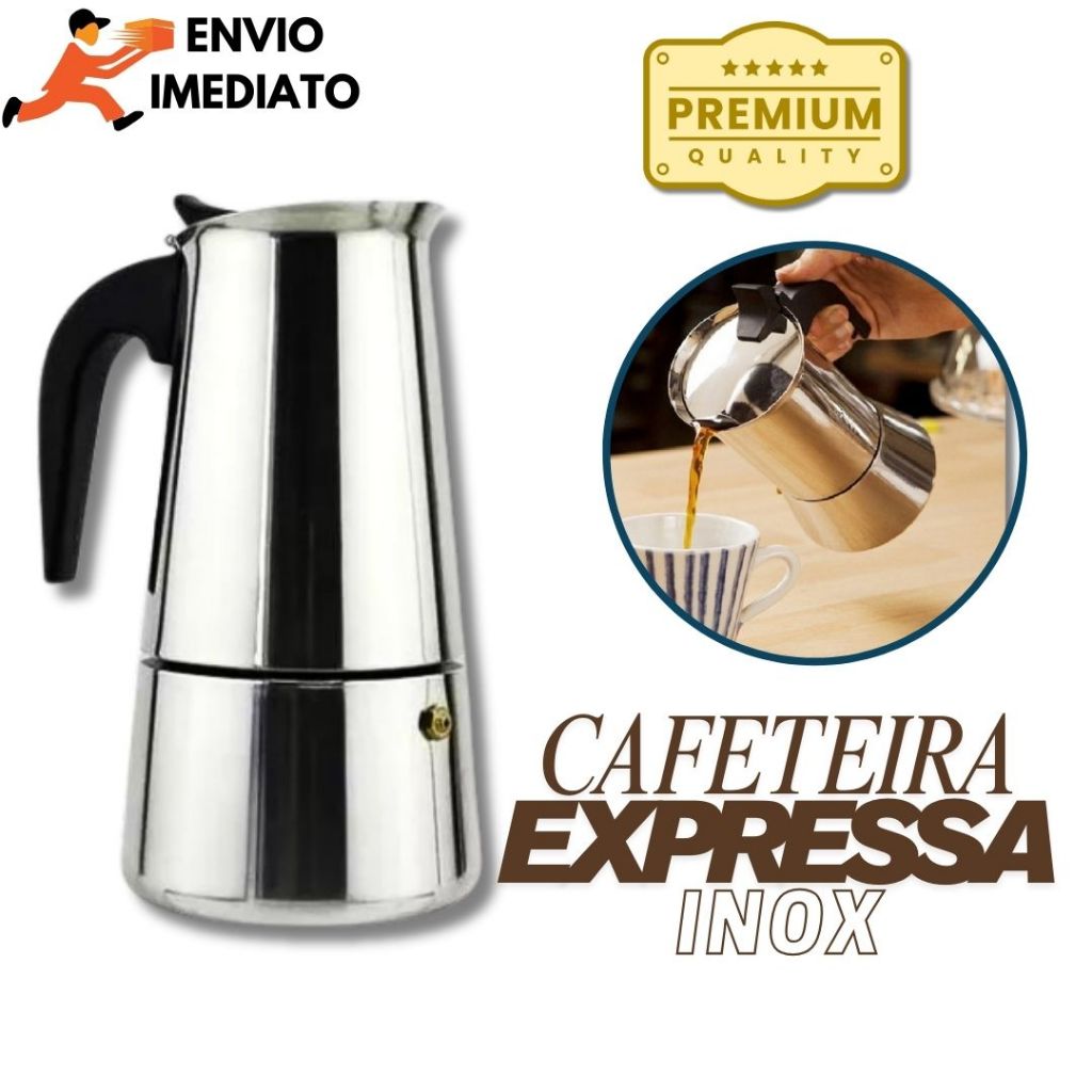 Imagem Maquina de Café Cafeteira Italiana Expresso e Moka em Inox 9 Xícaras