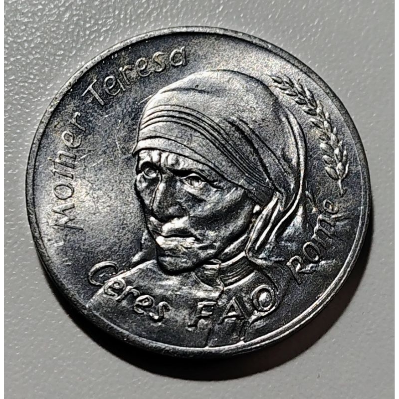 Medalha Itália 1975 - FAO - Madre Teresa - Elimatec Moedas Antigas.