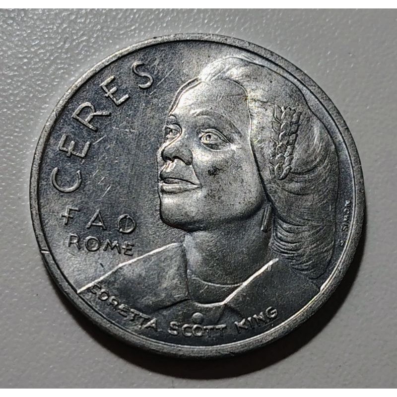 Medalha Ceres Itália - FAO - Coretta Skott King - Elimatec Moedas Antigas.