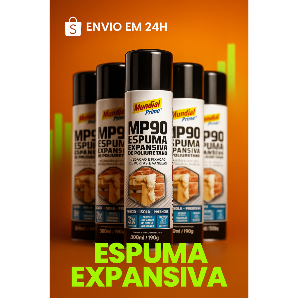 Espuma Expansiva PU 500ml – Mundial Prime MP90 – Construção Civil, Vedação e Fixação