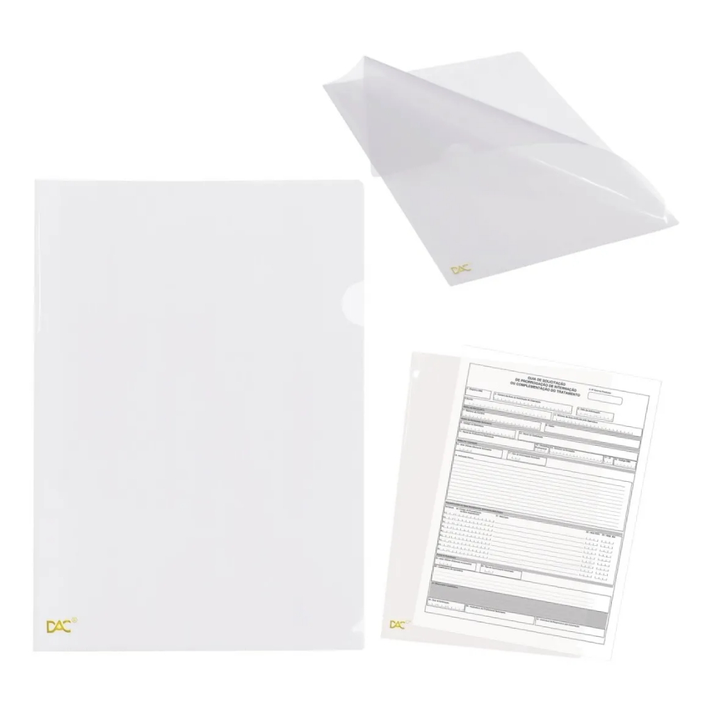 Pasta L A4 Dac Organizadora Arquivo Trabalho 10 Unidades Cor Transparente em Oferta na Shopee