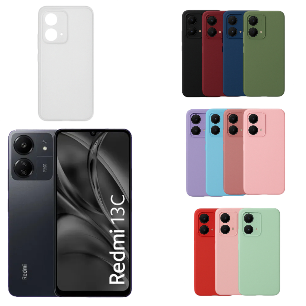 Capinha redmi 13c Capa Celular Xiaomi Case Silicone Aveludado Pelicula de Vidro 3D