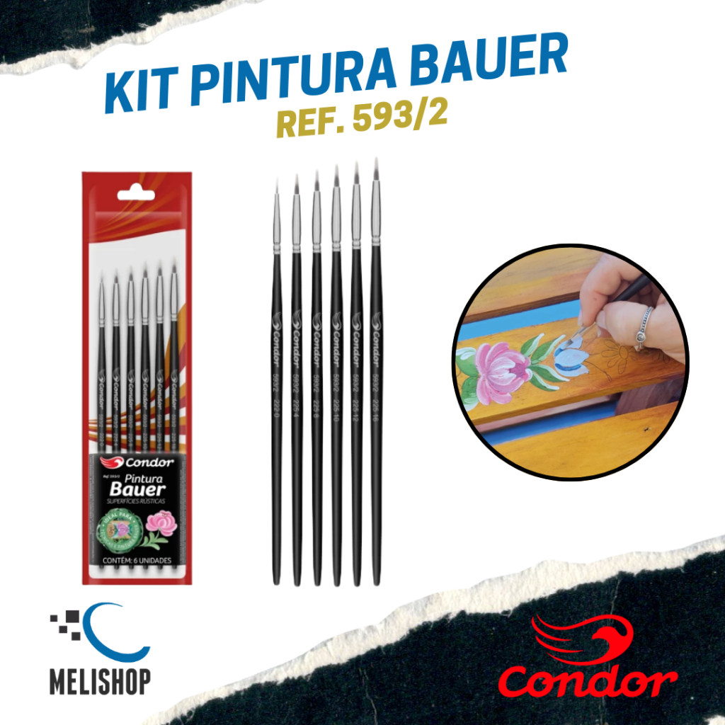 Kit Pincel para Pintura Bauer Superfícies Rústicas REF. 593/2 Condor
