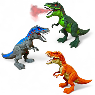 Dinossauro Rex Tiranossauro Grande Brinquedo Interativo Anda Solta Fumaça Luz e Som em Oferta na Shopee