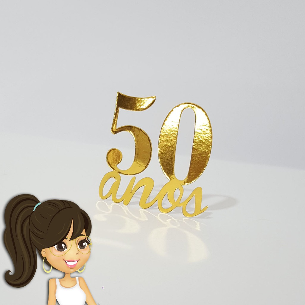 Aplique 50 Anos em papel DOURADO, PRATA, ROSÊ - Lembrancinha - Bodas de Ouro em Oferta na Shopee