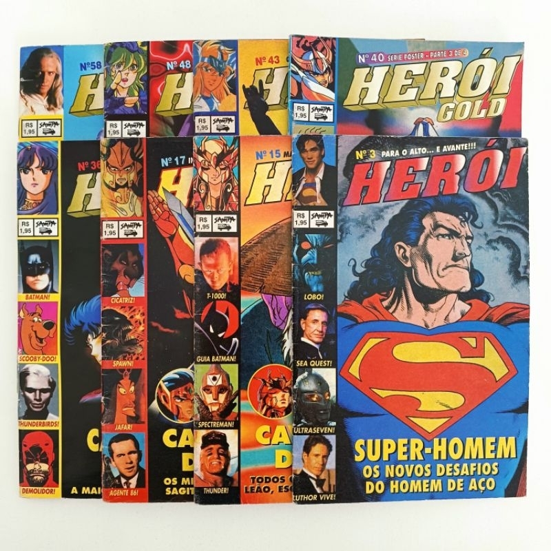 Revistas Herói e Herói Gold antigas Editora Sampa formatinho anos 90 heróis animes filmes hqs comics