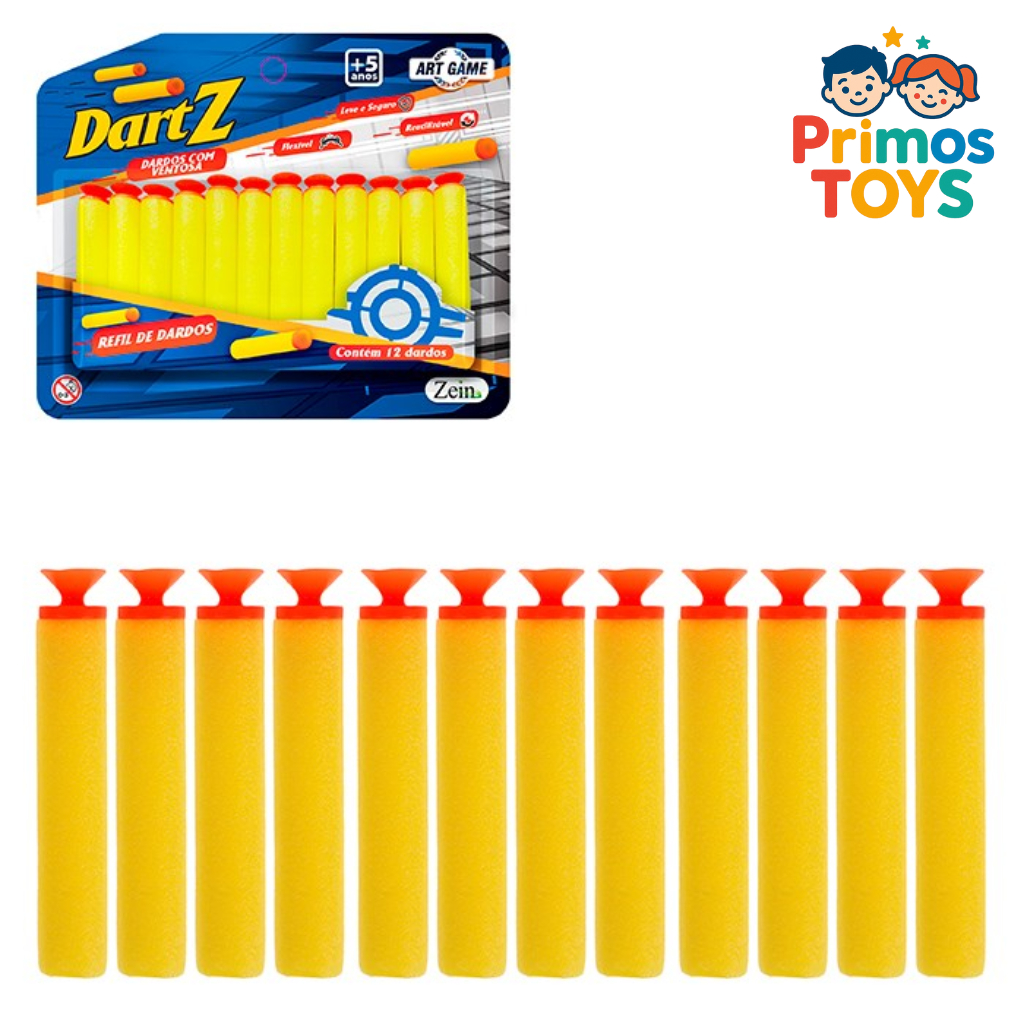 Refil de Dardos com Ventosa DartZ - Pacote com 12 Dardos para Lançadores de Espuma 🎯🔫