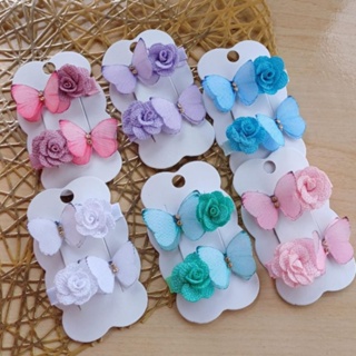 Par Laço Borboleta Jardim Encantado – Várias Cores | Bico de Pato 5,5cm Forrado Infantil em Oferta na Shopee