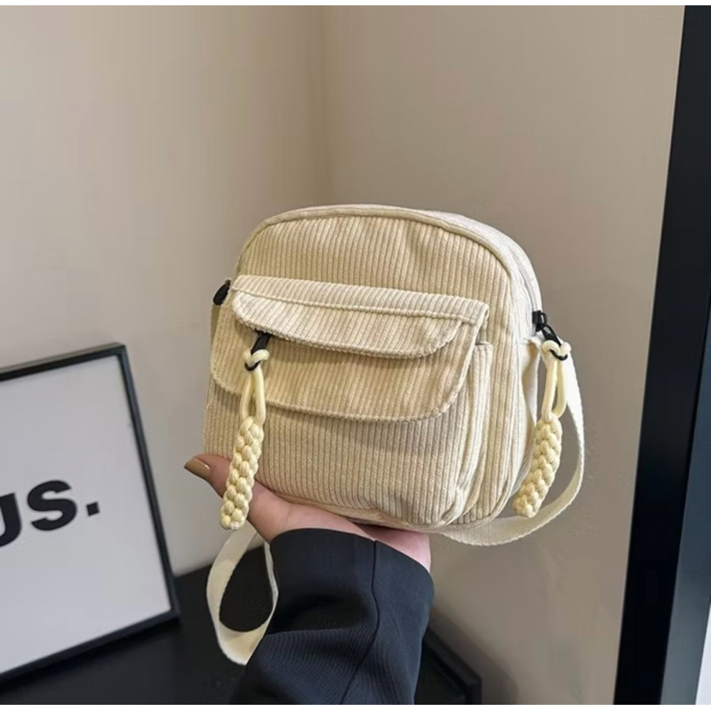 Bolsa Tiracolo Feminina Preta Bolsa Casual Pequena Estilo Vintage em Corda Ideal para Dia a Dia — imagem 2 de 2