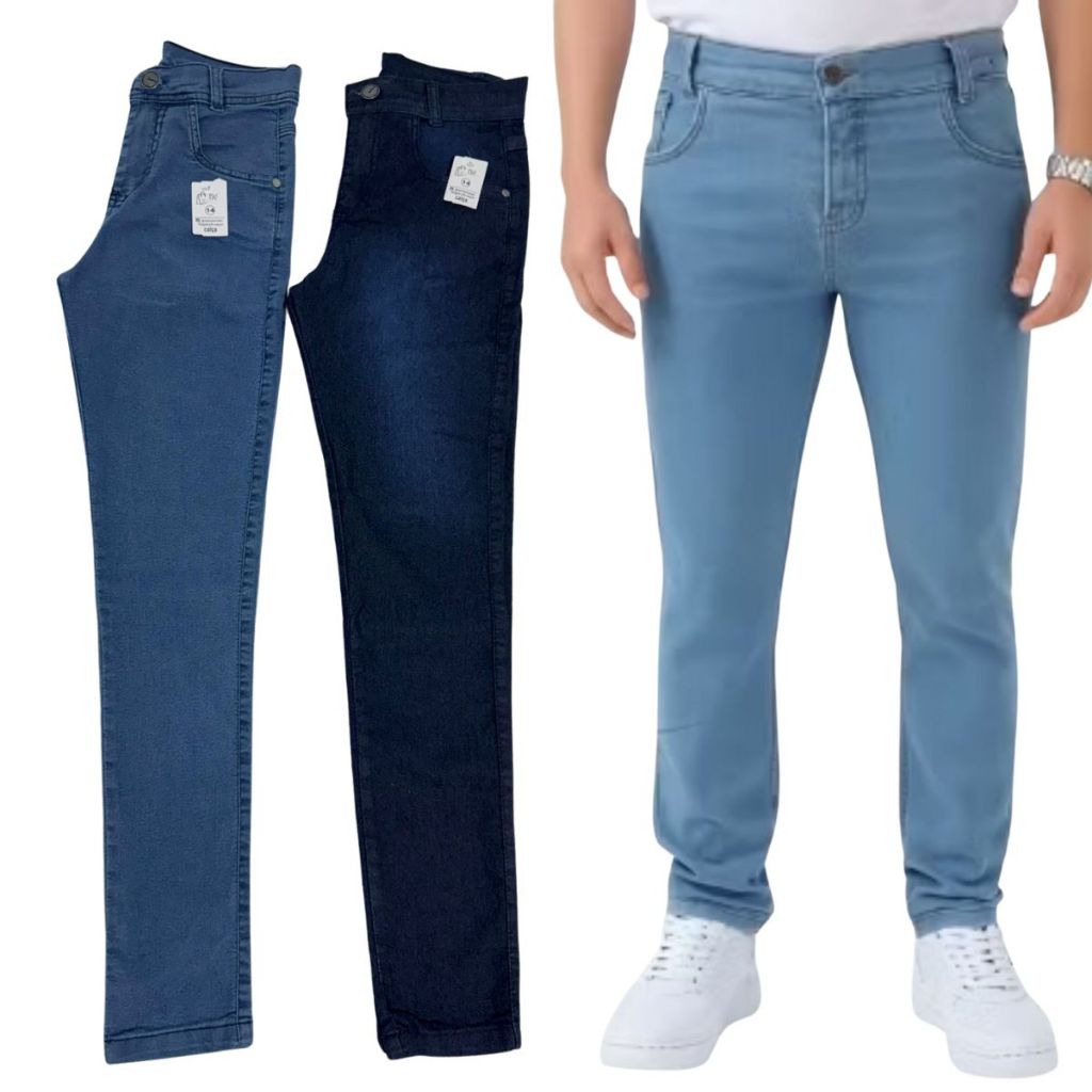 Calça Jeans Infantil Juvenil Menino Premium Sarja 08 AO 16 Anos promoção