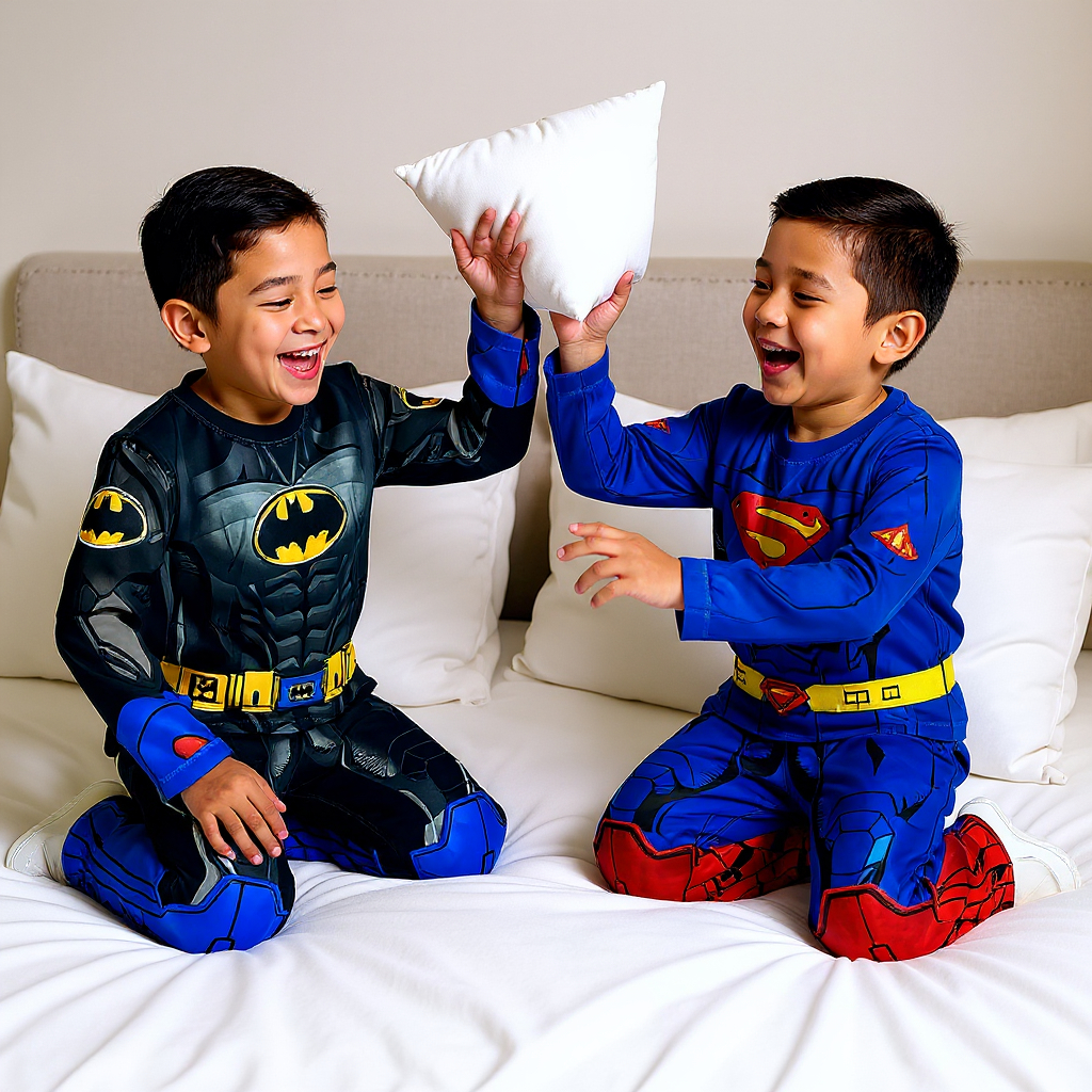 Pijama Infantil Super Homem Roupa de Dormir Super-Herói Festa do Pijama Brincar Confortável