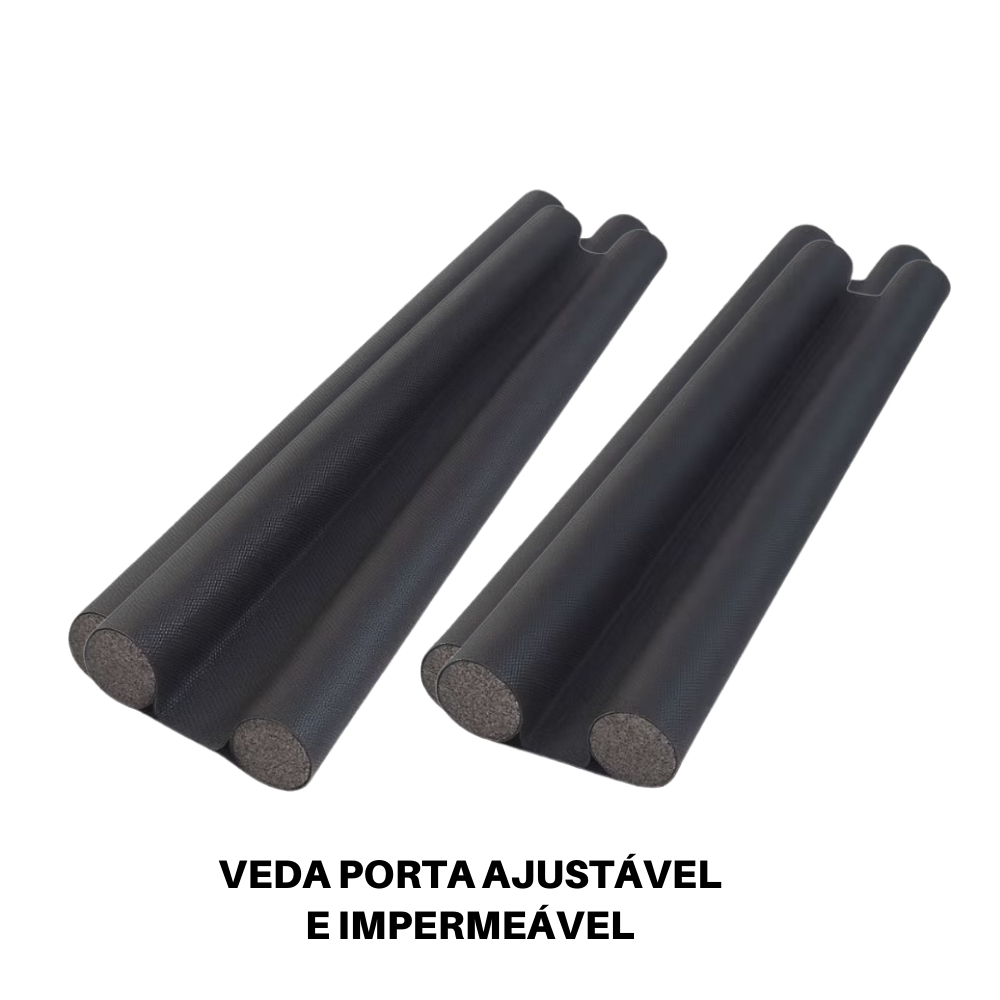 Kit 2 Veda Porta Protetor Impermeável Rolinho Duplo 80cm Preto