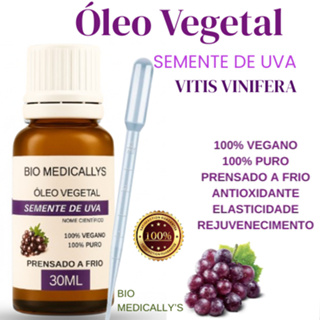 Óleo Vegetal Semente de Uva (Vitis Vinifera) 100% Puro 30ml + Pipeta Dosadora (2PEÇAS) em Oferta na Shopee