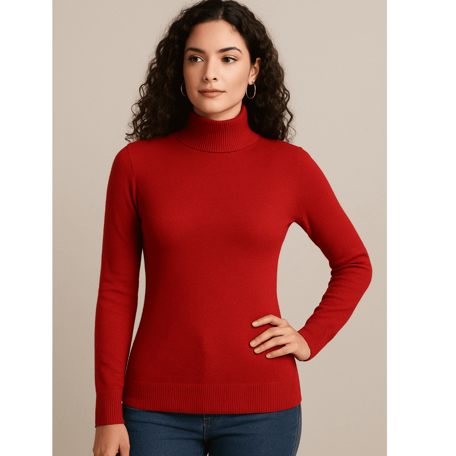 Blusa Feminina Gola Alta Tricot Modal Estilosa Casual Trico Confortável Plus size
