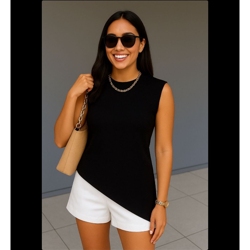 Blusa Muscle Tee Assimétrica  100% Algodão - Promoção