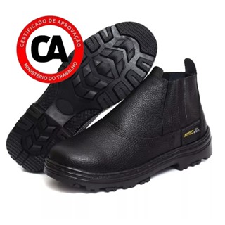 Botina de segurança trabalho promoção elastico em couro legitimo biqueira com CA em Oferta na Shopee