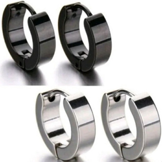 brinco em aço Masculino Argola  Preto Prata promoção em Oferta na Shopee