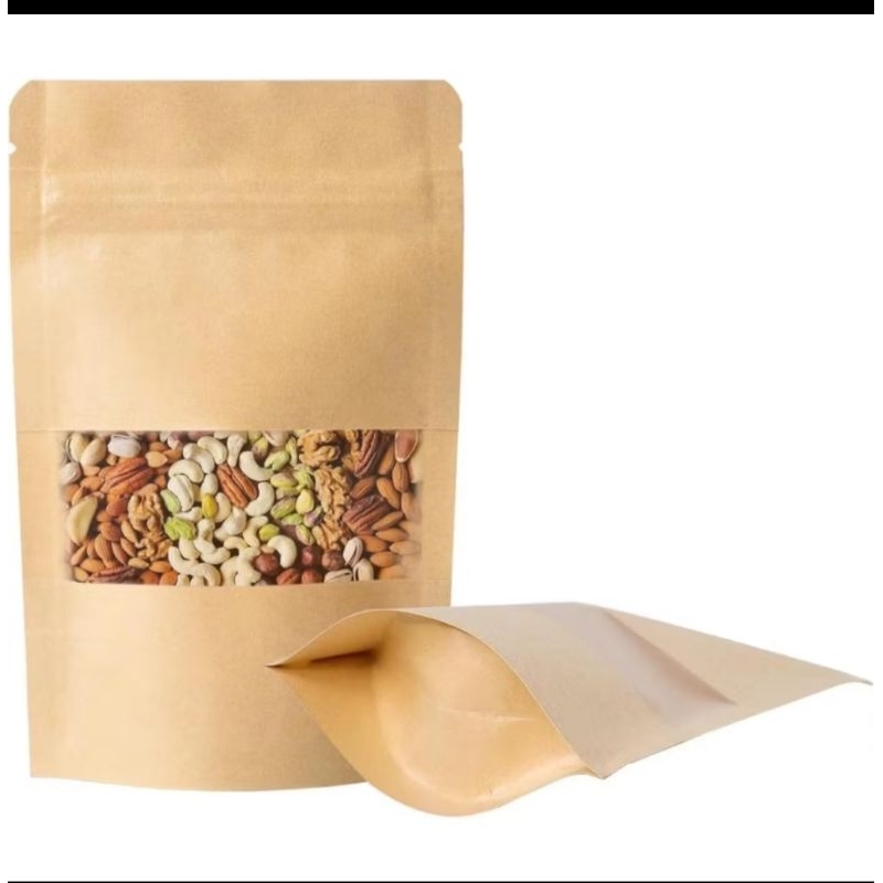 Kit Com 10 Unidades Saco Stand UP Pouch Kraft Tamanho 14x22 Com Visor Hermético ZIP Lock. Entregar Rápida. em Oferta na Shopee