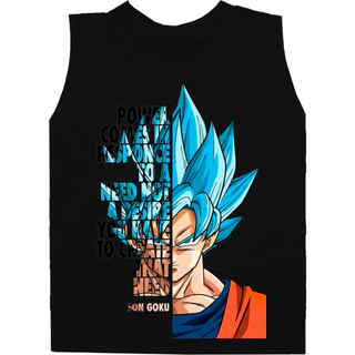 Regata Camisa masculina Básica Goku Azul Camiseta Qualidade 100% Algodão Estampa Preto 2 ao GG