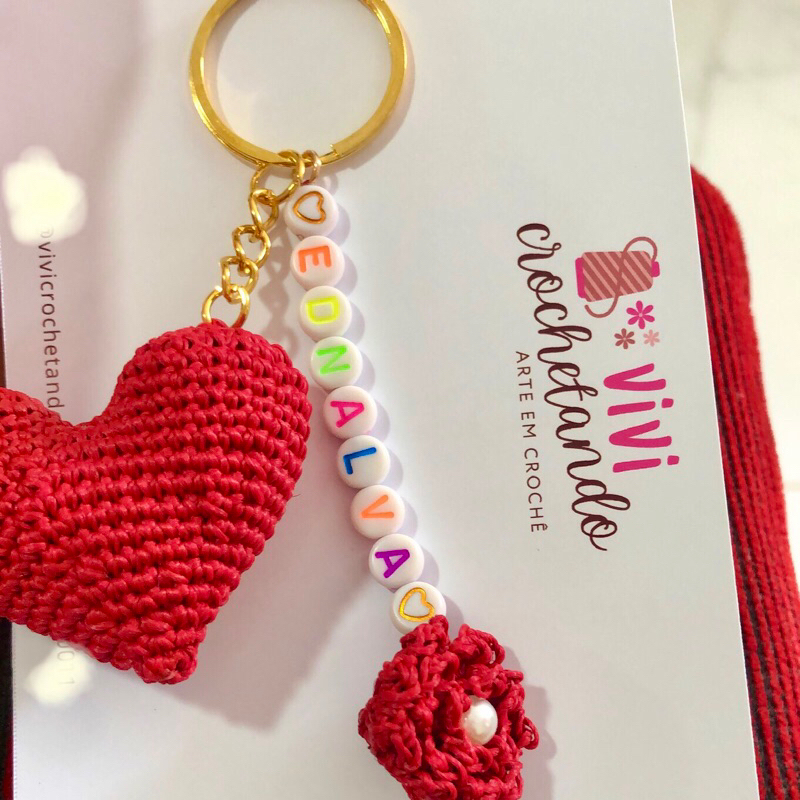 Chaveiro Nome, Chaveiro Amigurumi,Chaveiro Coração