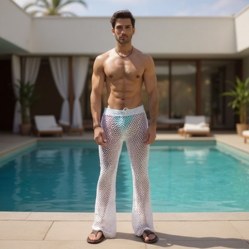 Calça pantalona masculina praiana em tela Arrastão star