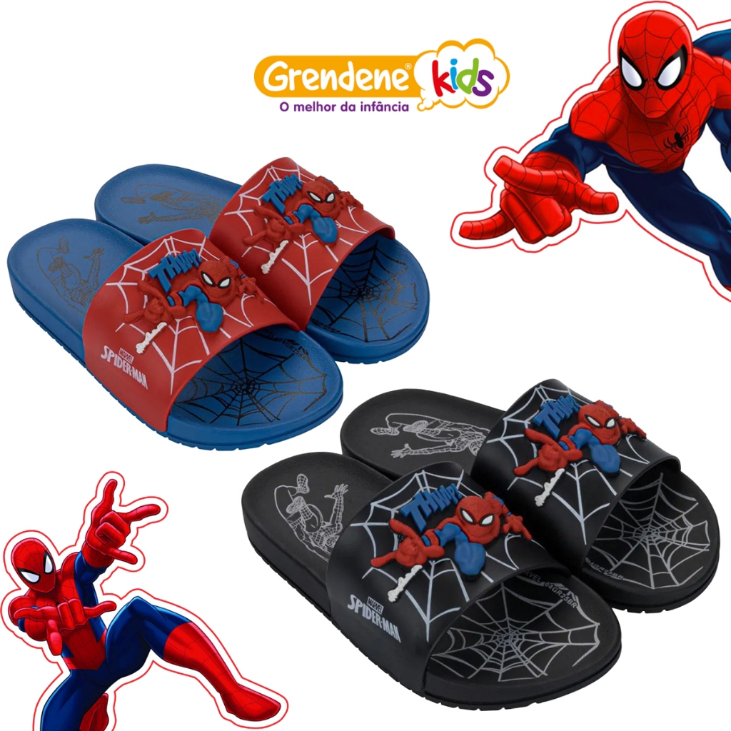 Chinelo Slide Infantil Menino Homem Aranha Grendene Kids