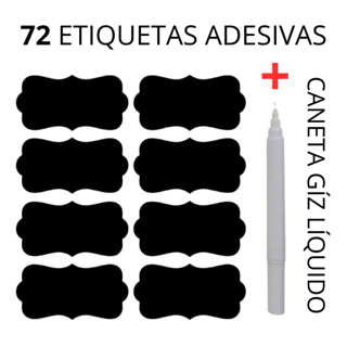 72 Etiquetas Lousa 4x2 para Temperos Condimentos + Caneta Giz Líquido Envio Imediato em Oferta na Shopee
