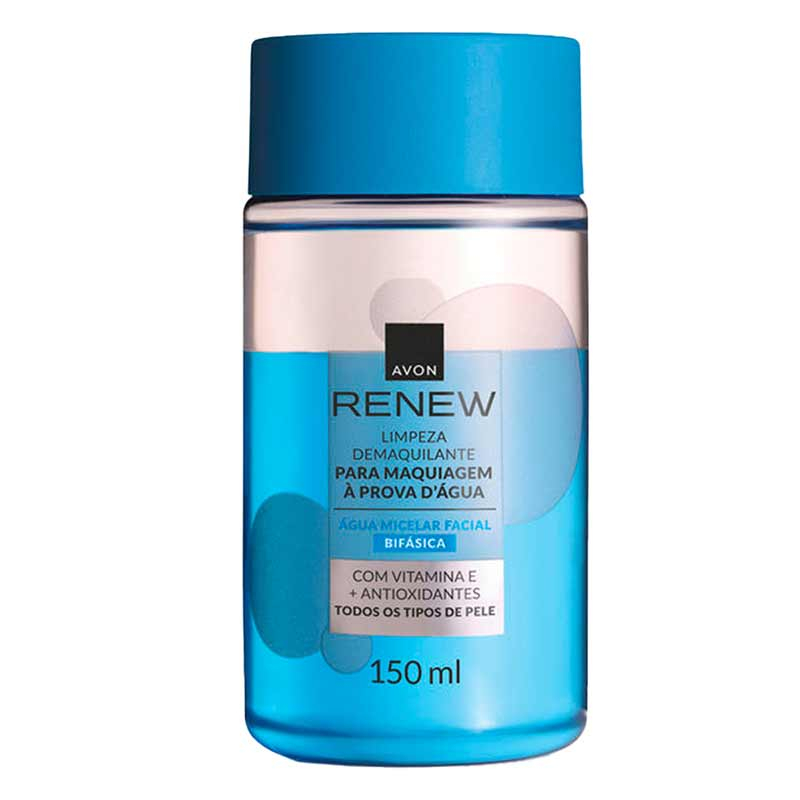 Água Micelar Bifásica AVON - 150ml (Limpeza Demaquilante para Maquiagem a Prova D'água)