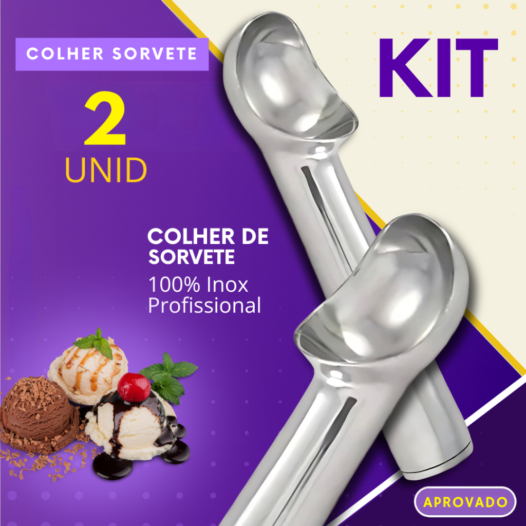 Colher de Sorvete Kit 1 ou 2 Pçs Gelato Pegador de Sorvete e Açaí Profissional Concha Sorveteria em Oferta na Shopee